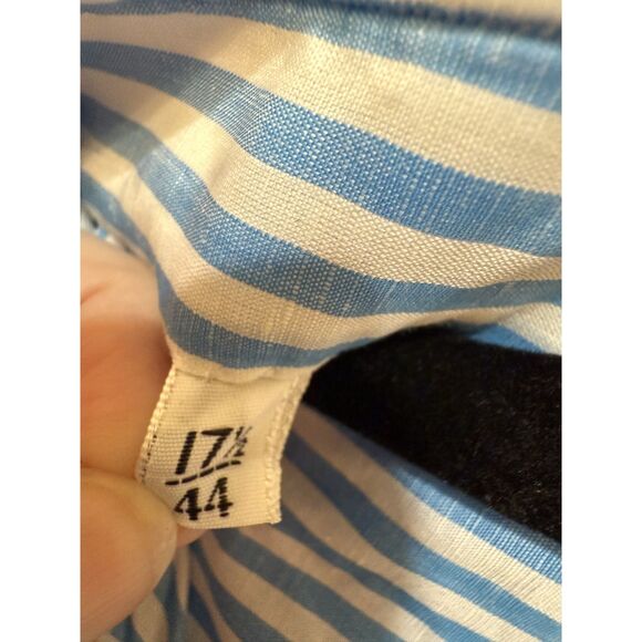 Men's Kiton Designer Button Up Formal Dress Shirt Light Blue Stripes 17.5 x 44 - Picture 3 of 8